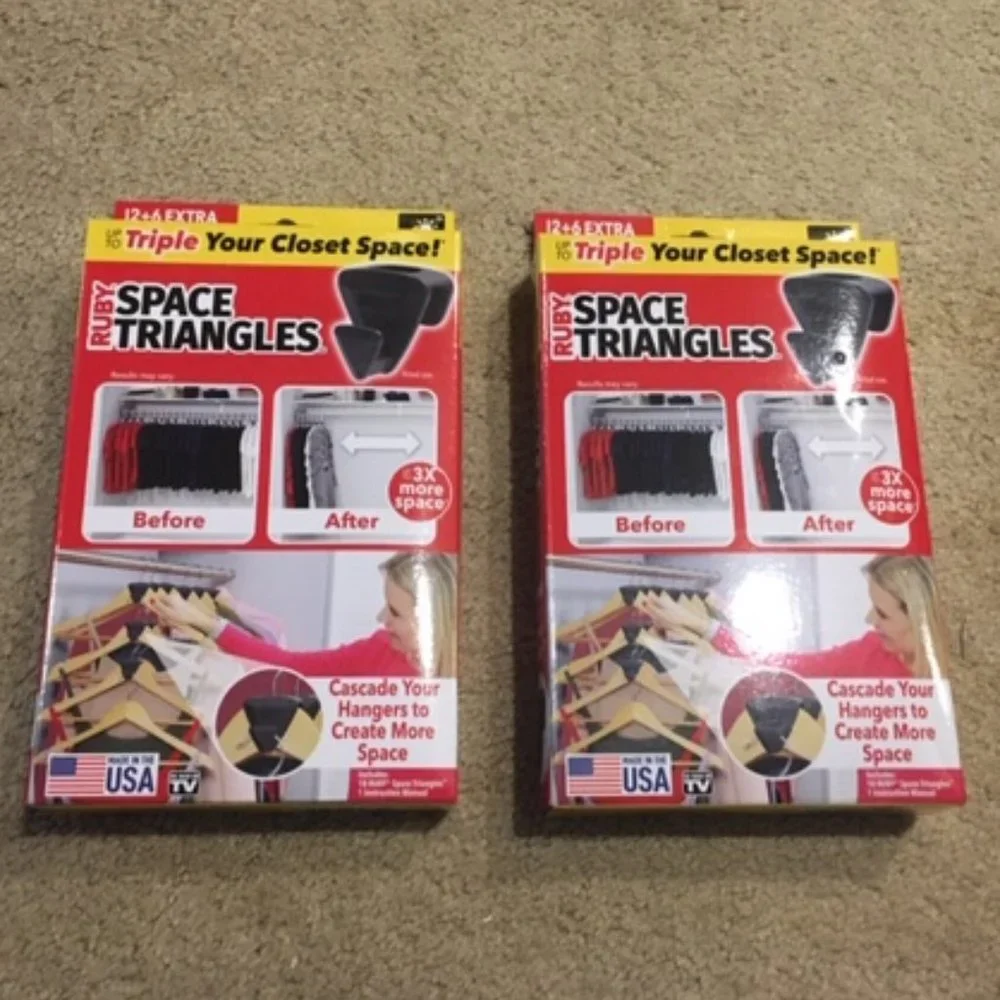 NEW TWO BOXES Ruby Space Triangles Hanger Hooks Closet Organizer 36 Pieces